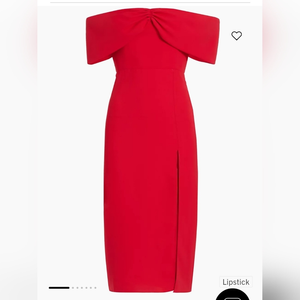 Amanda Uprichard Darien Off The Shoulder, Slit, Midi Dress in Lipstick Red 6 NWT - Picture 4 of 12